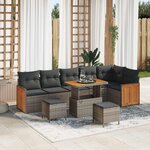 vidaXL Ensemble de canapé de jardin avec coussin 9 Pièces Gris