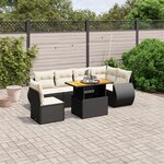 vidaXL Salon de jardin 7 Pièces avec coussins noir résine tressée