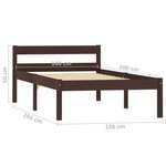 vidaXL Cadre de lit Marron foncé Bois de pin massif 100x200 cm
