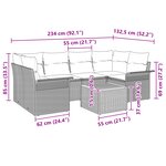 vidaXL Ensemble de Canapés de Jardin de 7 Pièces avec Coussins Gris Poly Rattan Acacia