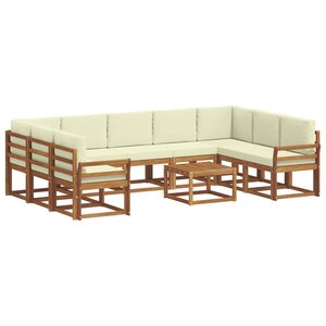 vidaXL Ensemble de canapés d'extérieur 10 pc Naturel et Crème