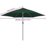 vidaXL Tissu de remplacement pour parasol d'extérieur Vert 300 cm