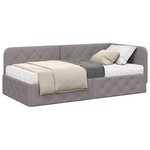vidaXL Cadre de lit d'angle avec matelas Taupe 90 x 190 cm tissu