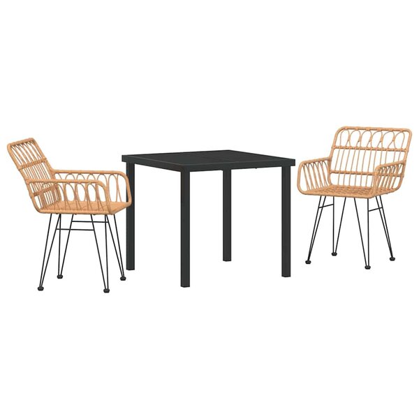 vidaXL Ensemble de salle à manger pour jardin 3 Pièces Marron