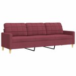 vidaXL Ensemble de canapés 3 Pièces avec repose-pied rouge bordeaux tissu
