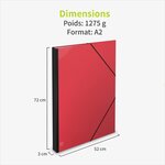 Carton à dessin A2- ACROPAQ- Rouge - 52 x 72 cm- Fermeture élastique- Dos extensible- Certifié FSC