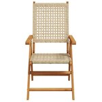 vidaXL Ensemble à manger de jardin 7 Pièces beige rotin et bois massif