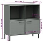 vidaXL Bibliothèque avec pieds en métal Gris 90x35x90 5 cm Bois OSLO