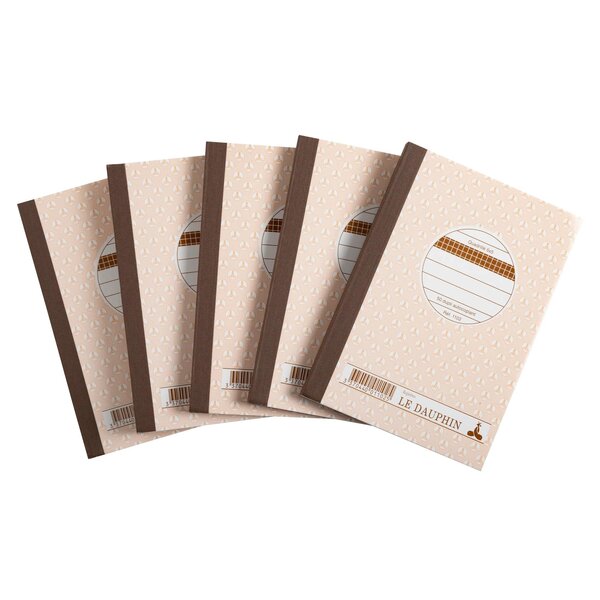 Lot De 5 Manifolds - Papier Autocopiant - Quadrillés 5x5 - Petits Carreaux - Duplicata - 50 Feuilles - Format 14 8 X 10 5 Cm - Couverture Vernie - Avoine - X 20 - Le Dauphin
