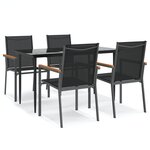 vidaXL Ensemble à manger de jardin 5 Pièces noir textilène et acier