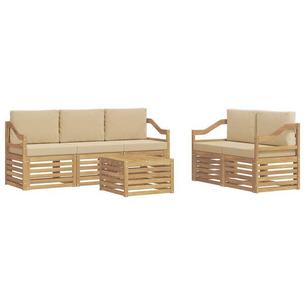 vidaXL Ensemble de canapés d'extérieur 6 pc Blanc et Beige Polyester