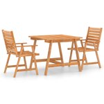 vidaXL Mobilier de salle à manger de jardin 3 Pièces Bois d'acacia solide