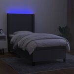 vidaXL Sommier à lattes de lit matelas LED Gris foncé 90x190 cm Tissu