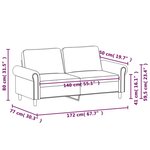 vidaXL Canapé à 2 places Gris foncé 140 cm Velours