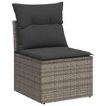 vidaXL Salon de jardin 4 Pièces avec coussins gris résine tressée