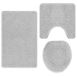 vidaXL Ensemble de tapis de bain antidérapants 3 Pièces Gris 50 x 50 cm