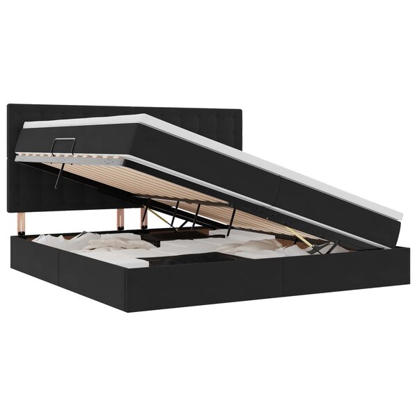 vidaXL Lit avec rangement et matelas Noir 200 x 200 cm Velours