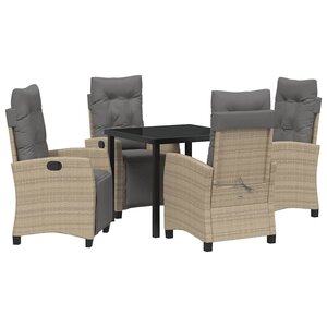 vidaXL Ensemble de salle à manger pour jardin 5 Pièces Beige polyrotin