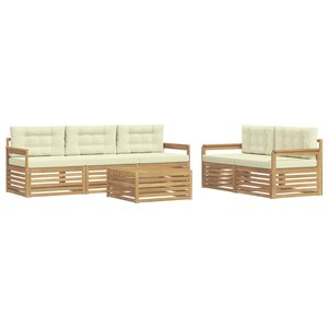 vidaXL Ensemble de canapés d'extérieur 6 pc Blanc et crème