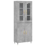 vidaXL Buffet haut Gris béton 69 5x34x180 cm Bois d'ingénierie