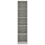 vidaXL Bibliothèque à 5 niveaux Gris béton 40x24x175cm Bois ingénierie