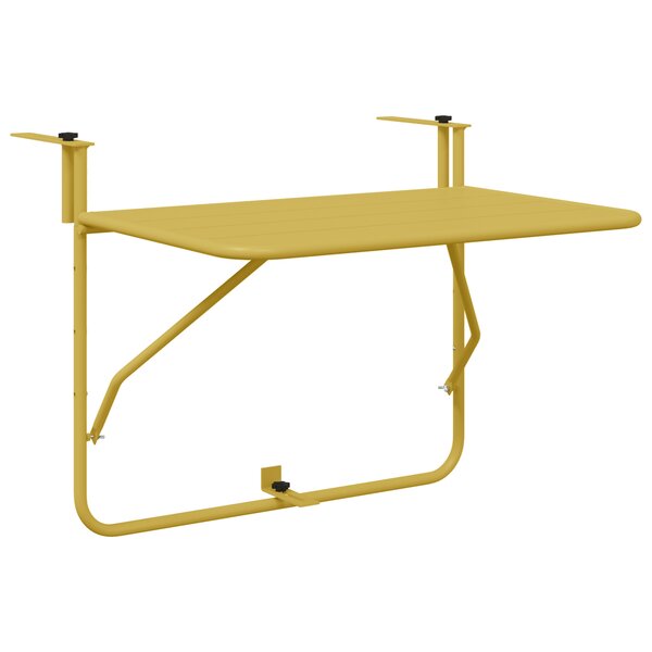 vidaXL Table de balcon suspendue pliable - Or  60x40 cm  Acier