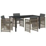 vidaXL Ensemble Salle à Manger Jardin 5 pièces avec Coussins Gris Poly Rattan