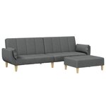 vidaXL Canapé-lit à 2 places avec repose-pied gris foncé tissu