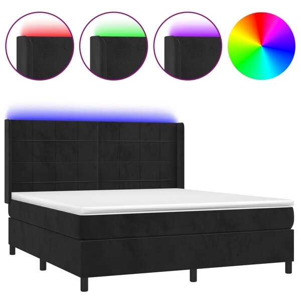 vidaXL Sommier à lattes de lit matelas et LED Noir 180x200 cm Velours