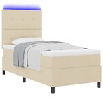 vidaXL Lit à ressorts avec matelas avec LED Crème 90 x 190 cm tissu