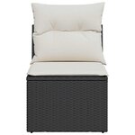 vidaXL Canapé de jardin sans accoudoirs coussins noir résine tressée