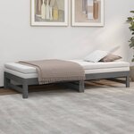 vidaXL Lit coulissant Gris 2x(90x190) cm Bois de pin massif