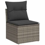 vidaXL Salon de jardin avec coussins 7 Pièces gris résine tressée