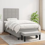 vidaXL Sommier à lattes de lit et matelas Gris clair 90x190 cm Tissu
