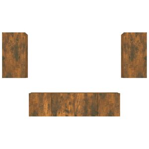 vidaXL Ensemble de meubles TV 4 Pièces Chêne fumé Bois d'ingénierie
