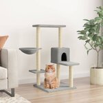 vidaXL Arbre à chat avec griffoirs en sisal Gris clair 95 cm