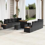 vidaXL Ensemble de canapé de jardin 11 Pièces Noir 80 x 80 x 71 cm
