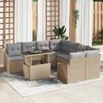 vidaXL Ensemble de canapé de jardin 9 Pièces beige et gris clair