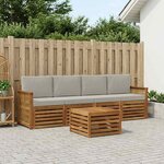 vidaXL Ensemble de canapés d'extérieur 5 Pièces Naturel et gris clair