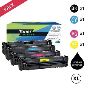 Compatible HP 207X Noir et couleurs XL - Pack de 4 cartouches (Avec puce)