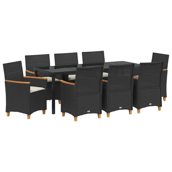 vidaXL Ensemble de salle à manger pour jardin 9 Pièces Noir polyrotin