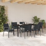vidaXL Ensemble de salle à manger de jardin 7 pièces avec coussins en polyrotin noir