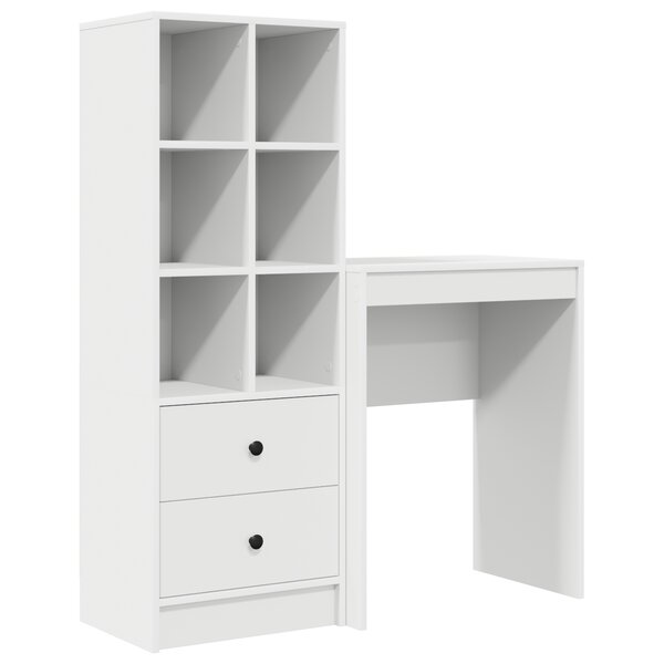 vidaXL Bureau en bois reconstitué blanc avec rangement