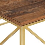 vidaXL Table basse doré acier inoxydable et bois de mélèze massif