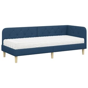 vidaXL Cadre de lit d'angle Bleu 80 x 200 cm tissu