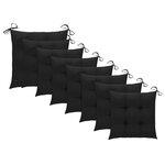 vidaXL Chaises de jardin et coussins noir lot de 8 Bois de teck massif