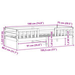 vidaXL Cadre de lit sans matelas cire marron 75x190 cm bois pin massif