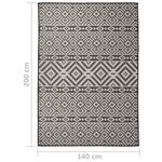 vidaXL Tapis à tissage plat d'extérieur 140x200 cm Rayures noires