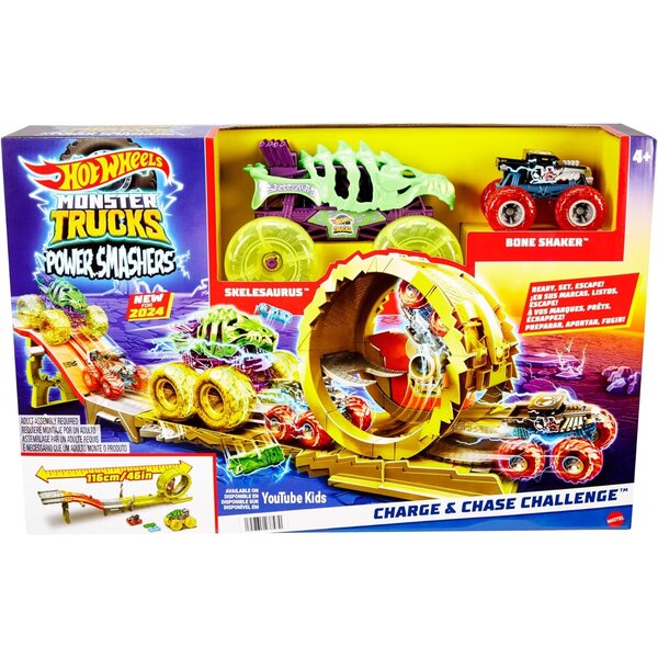 Mattel HYT07 - Hot Wheels - Monster Trucks défi course électrifiante