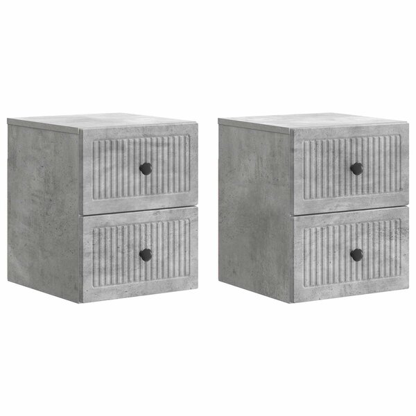 vidaXL Cabinet de chevet mural 2 Pièces Gris béton 33 x 34 5 x 40 cm